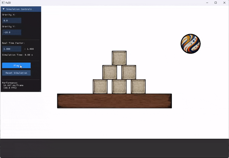 2D rigid body stacking simulation